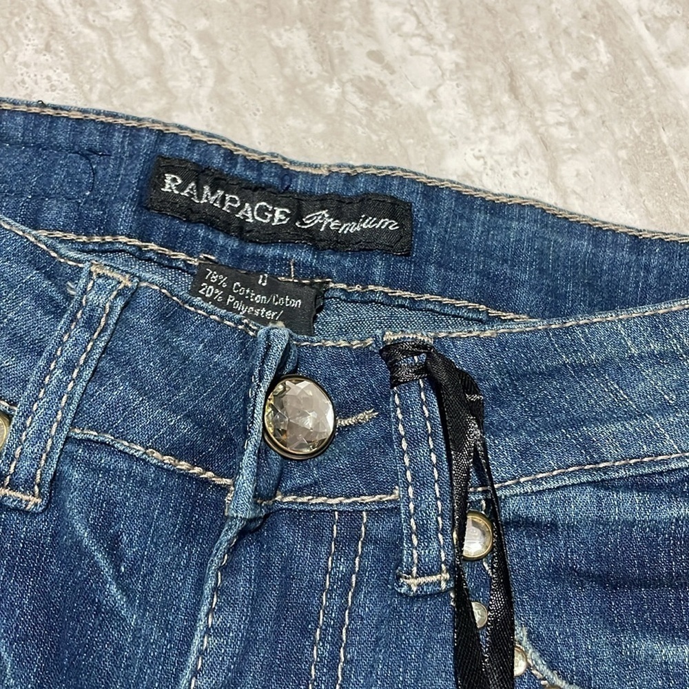 NWT Rampage Premium Rhinestone Jeans *0 *Inseam 32 - Picture 3 of 6